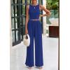imagePRETTYGARDEN Spring Two Piece Sets For Women 2025 Ribbed Knit Crew Neck Sleeveless Tank Tops Wide Leg Pants Casual Lounge SetRoyal Blue