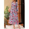 imagePRETTYGARDEN Womens Floral Maxi Dress 2025 Spring Long Sleeve V Neck Casual A Line Long Flowy Boho Party DressesFloral Blue Red