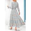 imagePRETTYGARDEN Womens Floral Maxi Dress 2025 Spring Long Sleeve V Neck Casual A Line Long Flowy Boho Party DressesFloral Blue White