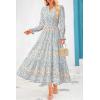 imagePRETTYGARDEN Womens Floral Maxi Dress 2025 Spring Long Sleeve V Neck Casual A Line Long Flowy Boho Party DressesFloral Blue White