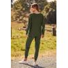imagePRETTYGARDEN Womens Spring Fall Fashion Outfits 2 Piece Sweatsuit Long Sleeve Pullover Long Pants Ribbed Matching Lounge SetArmy Green