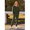 imagePRETTYGARDEN Womens Spring Fall Fashion Outfits 2 Piece Sweatsuit Long Sleeve Pullover Long Pants Ribbed Matching Lounge SetArmy Green
