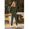 imagePRETTYGARDEN Womens Spring Fall Fashion Outfits 2 Piece Sweatsuit Long Sleeve Pullover Long Pants Ribbed Matching Lounge SetArmy Green