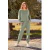 imagePRETTYGARDEN Womens Spring Fall Fashion Outfits 2 Piece Sweatsuit Long Sleeve Pullover Long Pants Ribbed Matching Lounge SetBean Green