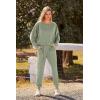 imagePRETTYGARDEN Womens Spring Fall Fashion Outfits 2 Piece Sweatsuit Long Sleeve Pullover Long Pants Ribbed Matching Lounge SetBean Green