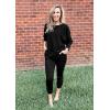imagePRETTYGARDEN Womens Spring Fall Fashion Outfits 2 Piece Sweatsuit Long Sleeve Pullover Long Pants Ribbed Matching Lounge SetBlack