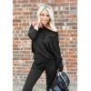 imagePRETTYGARDEN Womens Spring Fall Fashion Outfits 2 Piece Sweatsuit Long Sleeve Pullover Long Pants Ribbed Matching Lounge SetBlack