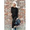imagePRETTYGARDEN Womens Spring Fall Fashion Outfits 2 Piece Sweatsuit Long Sleeve Pullover Long Pants Ribbed Matching Lounge SetBlack