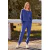 imagePRETTYGARDEN Womens Spring Fall Fashion Outfits 2 Piece Sweatsuit Long Sleeve Pullover Long Pants Ribbed Matching Lounge SetBlue