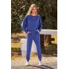 imagePRETTYGARDEN Womens Spring Fall Fashion Outfits 2 Piece Sweatsuit Long Sleeve Pullover Long Pants Ribbed Matching Lounge SetBlue