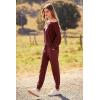 imagePRETTYGARDEN Womens Spring Fall Fashion Outfits 2 Piece Sweatsuit Long Sleeve Pullover Long Pants Ribbed Matching Lounge SetBrown Red