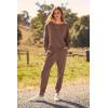 imagePRETTYGARDEN Womens Spring Fall Fashion Outfits 2 Piece Sweatsuit Long Sleeve Pullover Long Pants Ribbed Matching Lounge SetCoffee