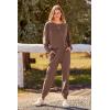 imagePRETTYGARDEN Womens Spring Fall Fashion Outfits 2 Piece Sweatsuit Long Sleeve Pullover Long Pants Ribbed Matching Lounge SetCoffee