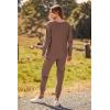 imagePRETTYGARDEN Womens Spring Fall Fashion Outfits 2 Piece Sweatsuit Long Sleeve Pullover Long Pants Ribbed Matching Lounge SetCoffee