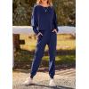imagePRETTYGARDEN Womens Spring Fall Fashion Outfits 2 Piece Sweatsuit Long Sleeve Pullover Long Pants Ribbed Matching Lounge SetDark Blue