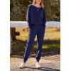 imagePRETTYGARDEN Womens Spring Fall Fashion Outfits 2 Piece Sweatsuit Long Sleeve Pullover Long Pants Ribbed Matching Lounge SetDark Blue