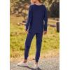 imagePRETTYGARDEN Womens Spring Fall Fashion Outfits 2 Piece Sweatsuit Long Sleeve Pullover Long Pants Ribbed Matching Lounge SetDark Blue