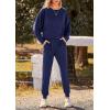 imagePRETTYGARDEN Womens Spring Fall Fashion Outfits 2 Piece Sweatsuit Long Sleeve Pullover Long Pants Ribbed Matching Lounge SetDark Blue