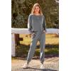 imagePRETTYGARDEN Womens Spring Fall Fashion Outfits 2 Piece Sweatsuit Long Sleeve Pullover Long Pants Ribbed Matching Lounge SetGrey