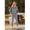 imagePRETTYGARDEN Womens Spring Fall Fashion Outfits 2 Piece Sweatsuit Long Sleeve Pullover Long Pants Ribbed Matching Lounge SetGrey