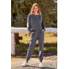 imagePRETTYGARDEN Womens Spring Fall Fashion Outfits 2 Piece Sweatsuit Long Sleeve Pullover Long Pants Ribbed Matching Lounge SetGrey Blue