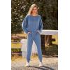 imagePRETTYGARDEN Womens Spring Fall Fashion Outfits 2 Piece Sweatsuit Long Sleeve Pullover Long Pants Ribbed Matching Lounge SetLight Blue