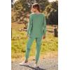 imagePRETTYGARDEN Womens Spring Fall Fashion Outfits 2 Piece Sweatsuit Long Sleeve Pullover Long Pants Ribbed Matching Lounge SetLight Green