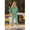 imagePRETTYGARDEN Womens Spring Fall Fashion Outfits 2 Piece Sweatsuit Long Sleeve Pullover Long Pants Ribbed Matching Lounge SetLight Green