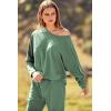 imagePRETTYGARDEN Womens Spring Fall Fashion Outfits 2 Piece Sweatsuit Long Sleeve Pullover Long Pants Ribbed Matching Lounge SetLight Green