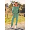 imagePRETTYGARDEN Womens Spring Fall Fashion Outfits 2 Piece Sweatsuit Long Sleeve Pullover Long Pants Ribbed Matching Lounge SetLight Green