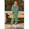 imagePRETTYGARDEN Womens Spring Fall Fashion Outfits 2 Piece Sweatsuit Long Sleeve Pullover Long Pants Ribbed Matching Lounge SetLight Green