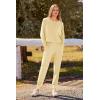 imagePRETTYGARDEN Womens Spring Fall Fashion Outfits 2 Piece Sweatsuit Long Sleeve Pullover Long Pants Ribbed Matching Lounge SetLight Khaki