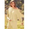 imagePRETTYGARDEN Womens Spring Fall Fashion Outfits 2 Piece Sweatsuit Long Sleeve Pullover Long Pants Ribbed Matching Lounge SetLight Khaki