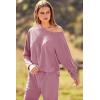 imagePRETTYGARDEN Womens Spring Fall Fashion Outfits 2 Piece Sweatsuit Long Sleeve Pullover Long Pants Ribbed Matching Lounge SetPink