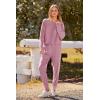imagePRETTYGARDEN Womens Spring Fall Fashion Outfits 2 Piece Sweatsuit Long Sleeve Pullover Long Pants Ribbed Matching Lounge SetPink