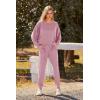 imagePRETTYGARDEN Womens Spring Fall Fashion Outfits 2 Piece Sweatsuit Long Sleeve Pullover Long Pants Ribbed Matching Lounge SetPink