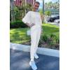 imagePRETTYGARDEN Womens Spring Fall Fashion Outfits 2 Piece Sweatsuit Long Sleeve Pullover Long Pants Ribbed Matching Lounge SetWhite