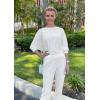 imagePRETTYGARDEN Womens Spring Fall Fashion Outfits 2 Piece Sweatsuit Long Sleeve Pullover Long Pants Ribbed Matching Lounge SetWhite