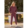 imagePRETTYGARDEN Womens Spring Fall Fashion Outfits 2 Piece Sweatsuit Long Sleeve Pullover Long Pants Ribbed Matching Lounge SetWine Red