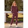imagePRETTYGARDEN Womens Spring Fall Fashion Outfits 2 Piece Sweatsuit Long Sleeve Pullover Long Pants Ribbed Matching Lounge SetWine Red