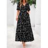 imagePRETTYGARDEN Womens Summer Maxi Dress 2025 Boho Floral Wrap V Neck Puff Short Sleeve Ruffle Flowy Beach Resort Long DressesFloral Black