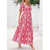 imagePRETTYGARDEN Womens Summer Maxi Dress 2025 Boho Floral Wrap V Neck Puff Short Sleeve Ruffle Flowy Beach Resort Long DressesFloral Pink Yellow