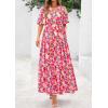 imagePRETTYGARDEN Womens Summer Maxi Dress 2025 Boho Floral Wrap V Neck Puff Short Sleeve Ruffle Flowy Beach Resort Long DressesFloral Pink Yellow