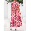 imagePRETTYGARDEN Womens Summer Maxi Dress 2025 Boho Floral Wrap V Neck Puff Short Sleeve Ruffle Flowy Beach Resort Long DressesFloral Pink Yellow