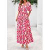 imagePRETTYGARDEN Womens Summer Maxi Dress 2025 Boho Floral Wrap V Neck Puff Short Sleeve Ruffle Flowy Beach Resort Long DressesFloral Pink Yellow