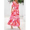 imagePRETTYGARDEN Womens Summer Maxi Dress 2025 Boho Floral Wrap V Neck Puff Short Sleeve Ruffle Flowy Beach Resort Long DressesFloral White Rose Red