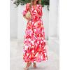 imagePRETTYGARDEN Womens Summer Maxi Dress 2025 Boho Floral Wrap V Neck Puff Short Sleeve Ruffle Flowy Beach Resort Long DressesFloral White Rose Red