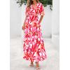 imagePRETTYGARDEN Womens Summer Maxi Dress 2025 Boho Floral Wrap V Neck Puff Short Sleeve Ruffle Flowy Beach Resort Long DressesFloral White Rose Red