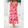 imagePRETTYGARDEN Womens Summer Maxi Dress 2025 Boho Floral Wrap V Neck Puff Short Sleeve Ruffle Flowy Beach Resort Long DressesFloral White Rose Red