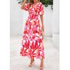 imagePRETTYGARDEN Womens Summer Maxi Dress 2025 Boho Floral Wrap V Neck Puff Short Sleeve Ruffle Flowy Beach Resort Long DressesFloral White Rose Red